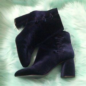 Blue Faux Suede Boots